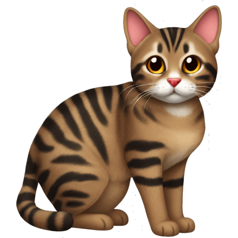 brown tabby cat black stripes, red nose and butterfly   emoji