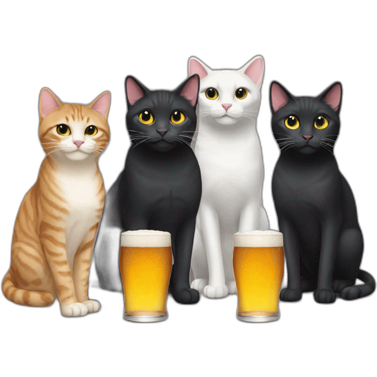 Cat with others cats drinking beers emoji