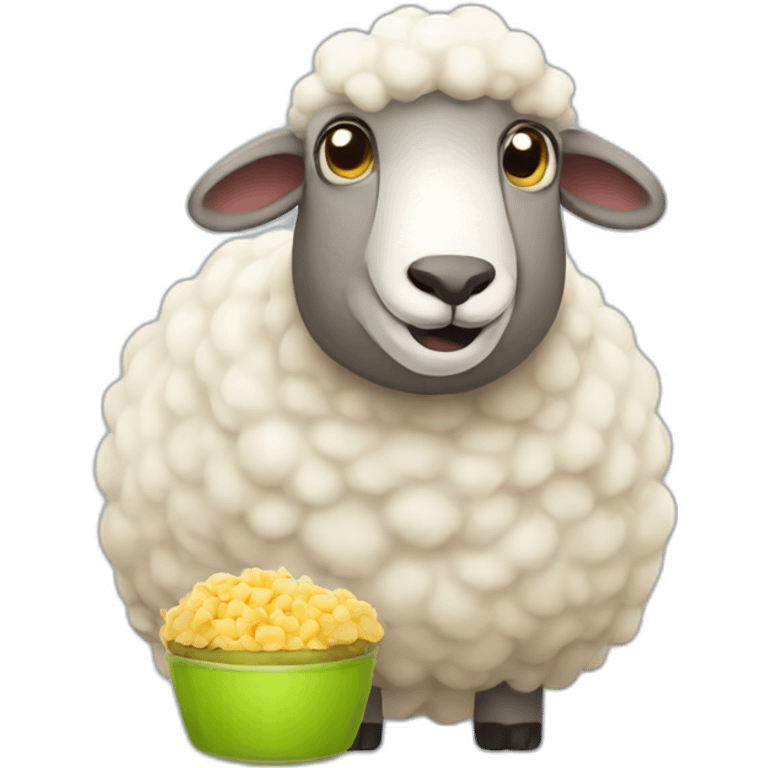 obese sheep eating food emoji