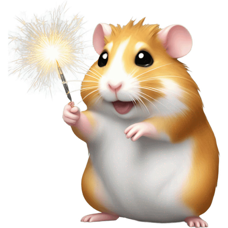 Christmas hamster with sparkler emoji