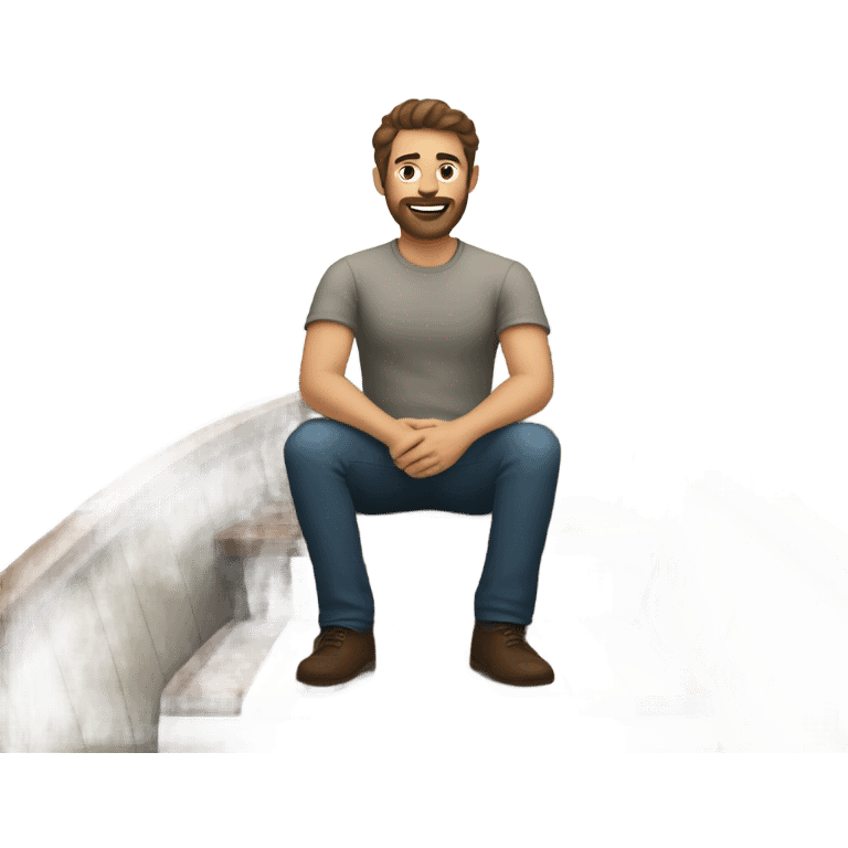 Brown hair man with beard on a boat emoji