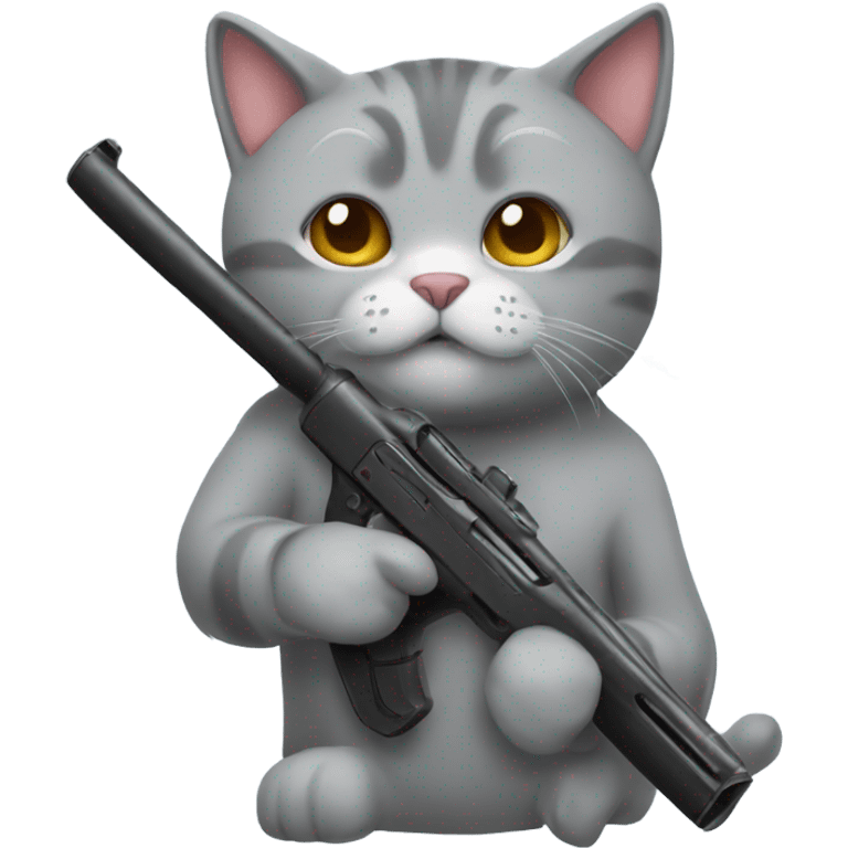 Grey-cat-with-shot-gun emoji