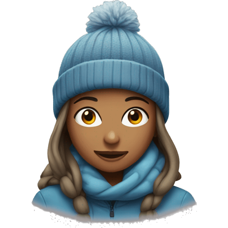 girl wearing a beanie in snow emoji