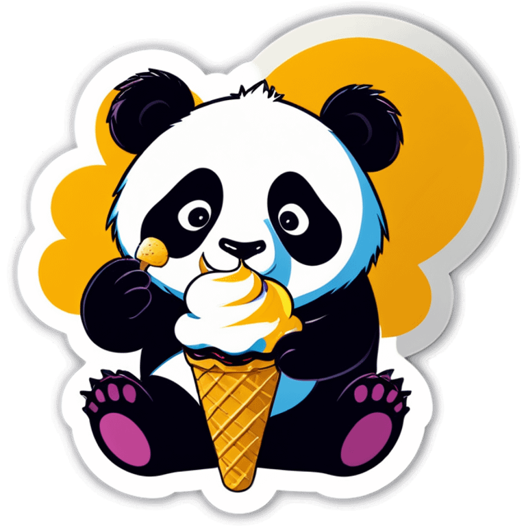 Panda eating ice cream emoji