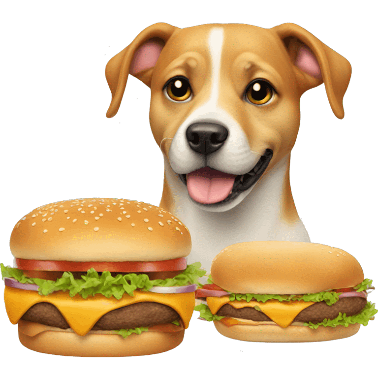 dog having burger emoji