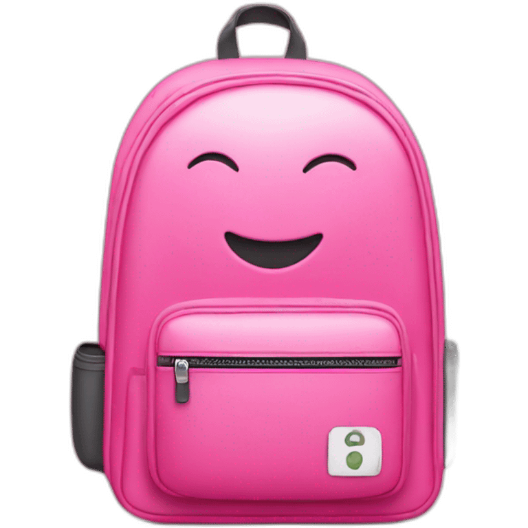 school bag pink with a smiley face emoji