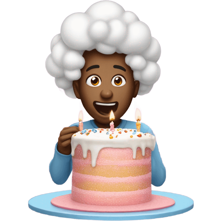 Happy birthday cloud eating cake  emoji