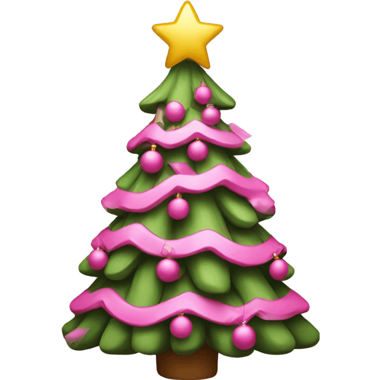 Christmas tree decorated in pink emoji