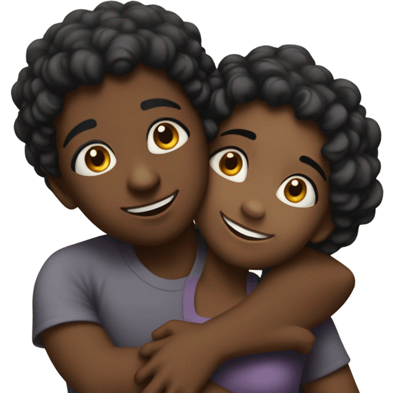 black boy and girl hugging emoji