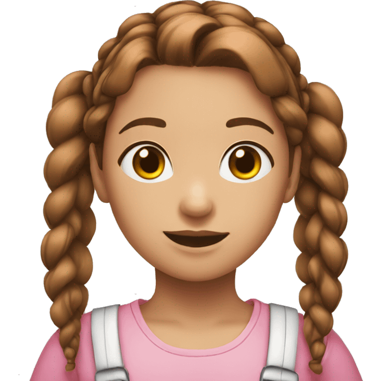 Girl with brown-pink pigtails emoji