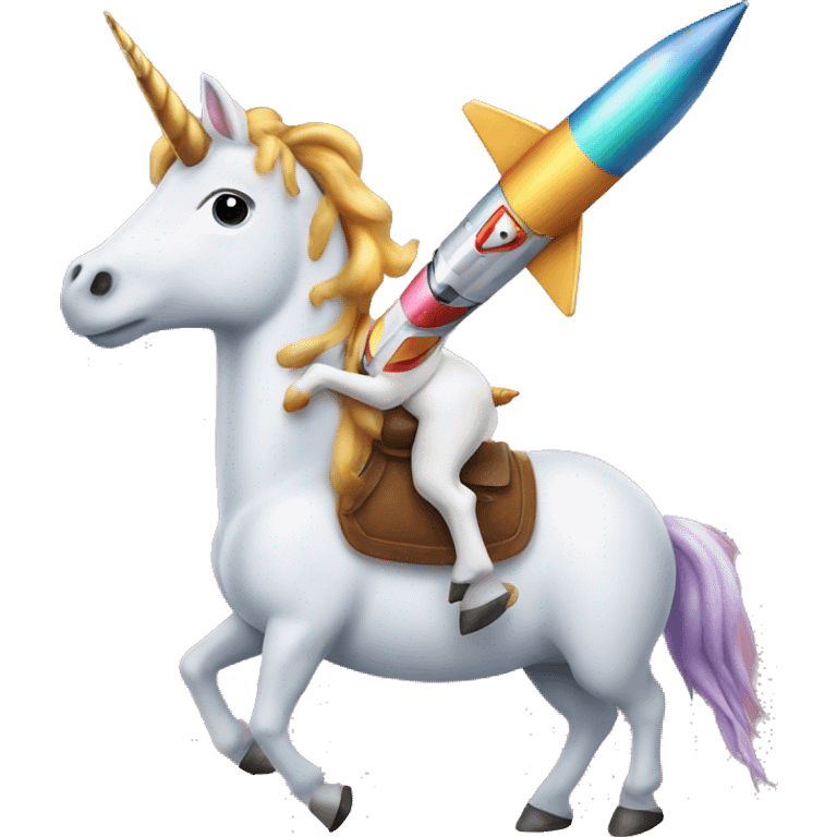 Unicorn with a rocket instead of a horn riding on top of a giraffe emoji