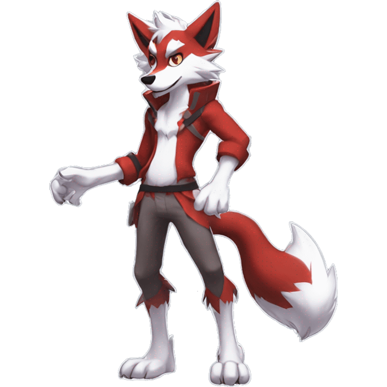 Anthro-Lycanroc-Red-White-Werewolf-Midnight-form Full Body emoji