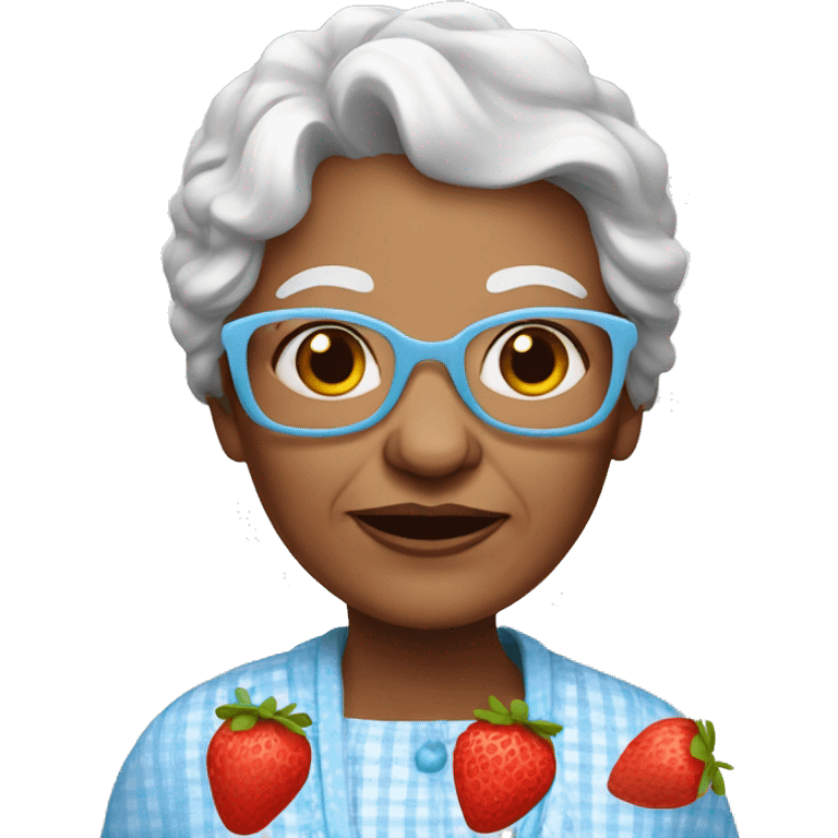 Granny with strawberries with white skin emoji