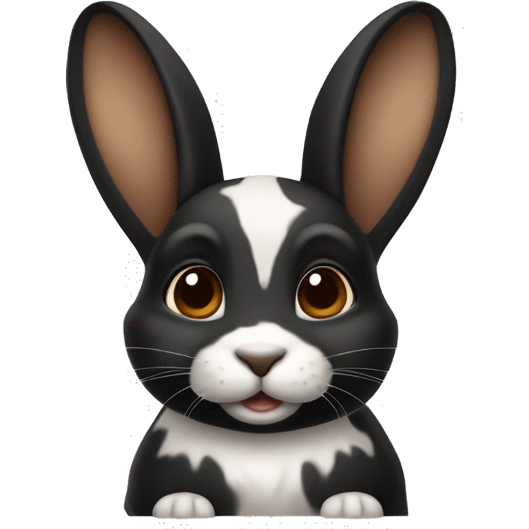 Harlequin rabbit breed black and dark brown sitting emoji