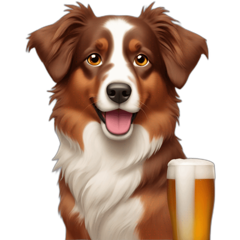 red australian shepherd drink beer emoji