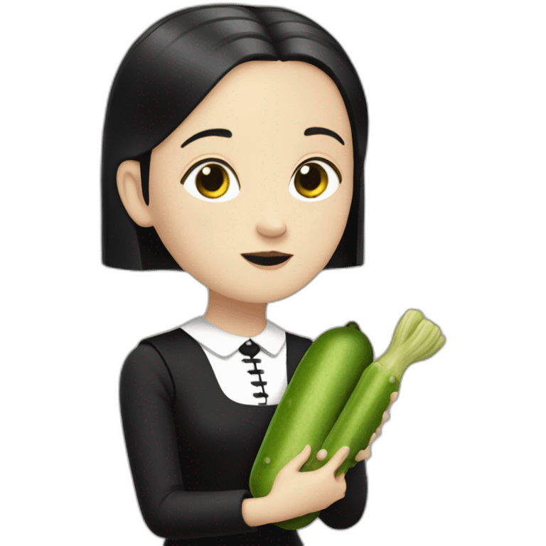 wednesday addams holding a pickle emoji