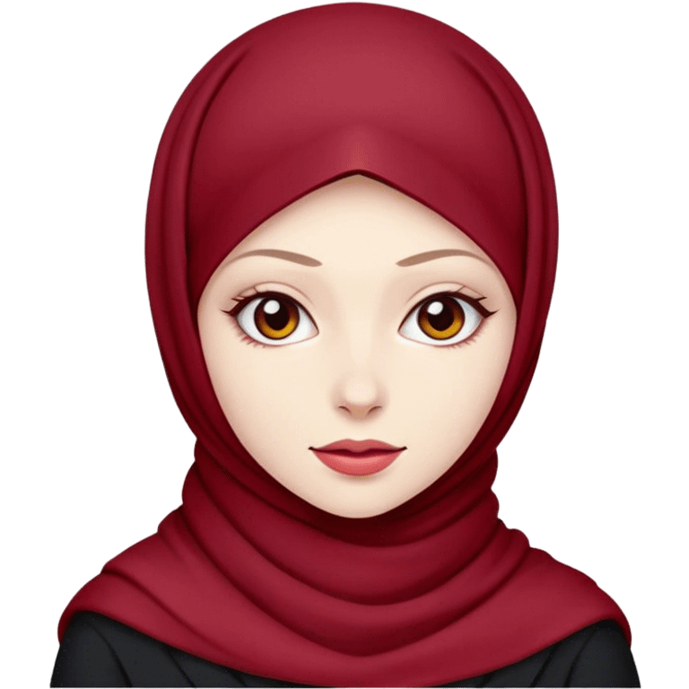 A girl wearing dark red hijab with pale skin emoji