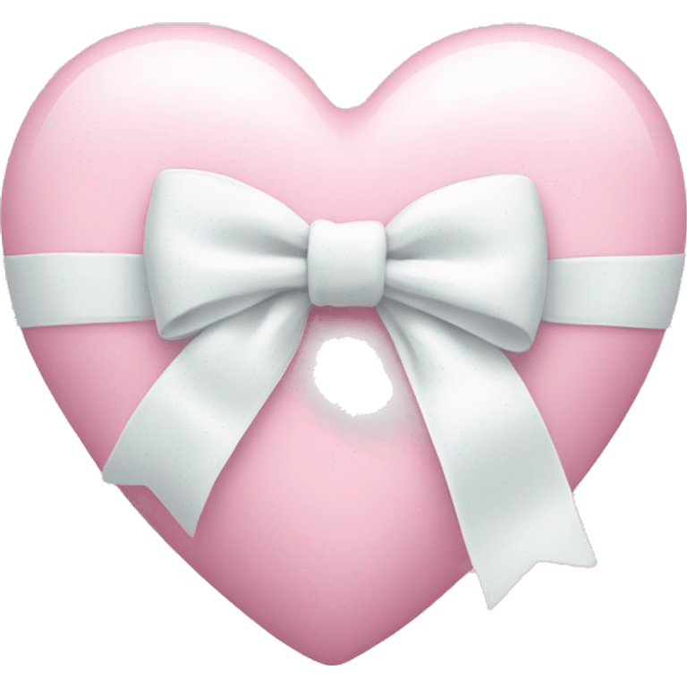 Pastel pink heart with white bow emoji