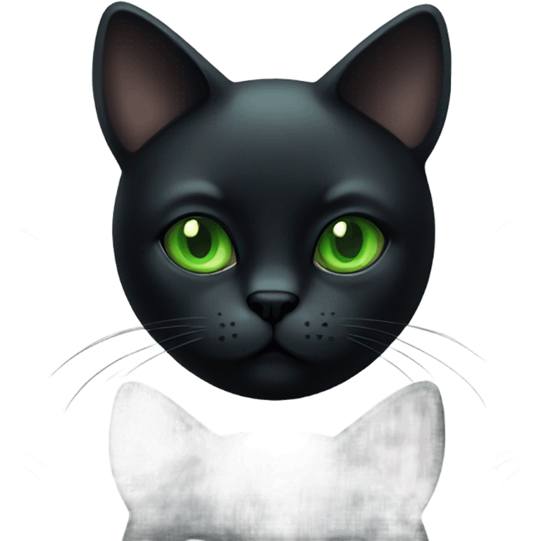 Obese black cat green eyes emoji