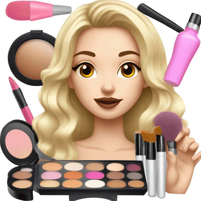 Makeup kit and white girl emoji