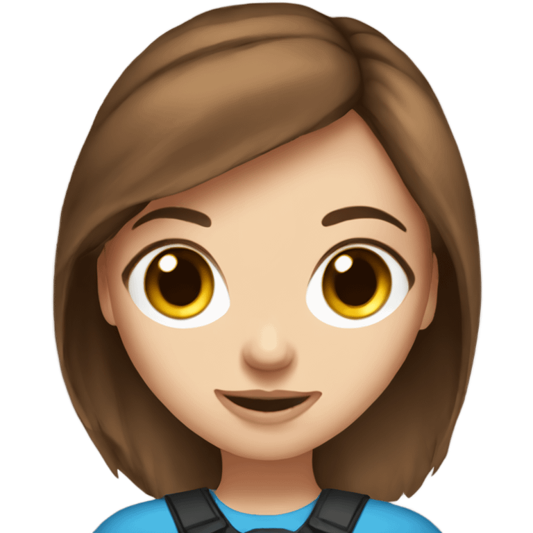 gamer girl blue eyed and brown hair emoji