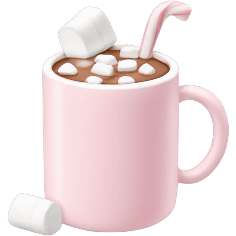 Light Pink mug of hot chocolate with marshmallows  emoji