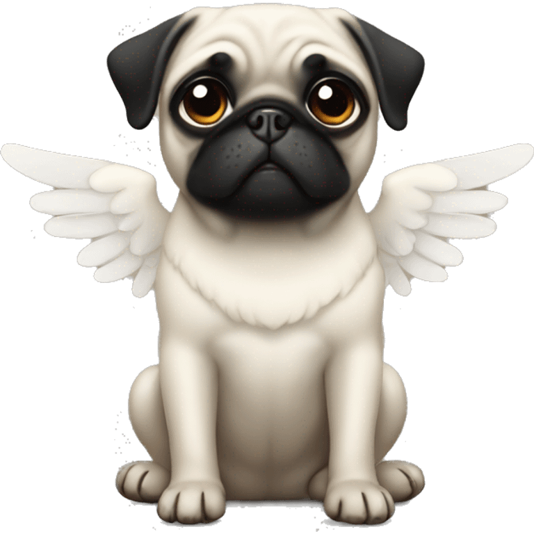 Black pug angel emoji