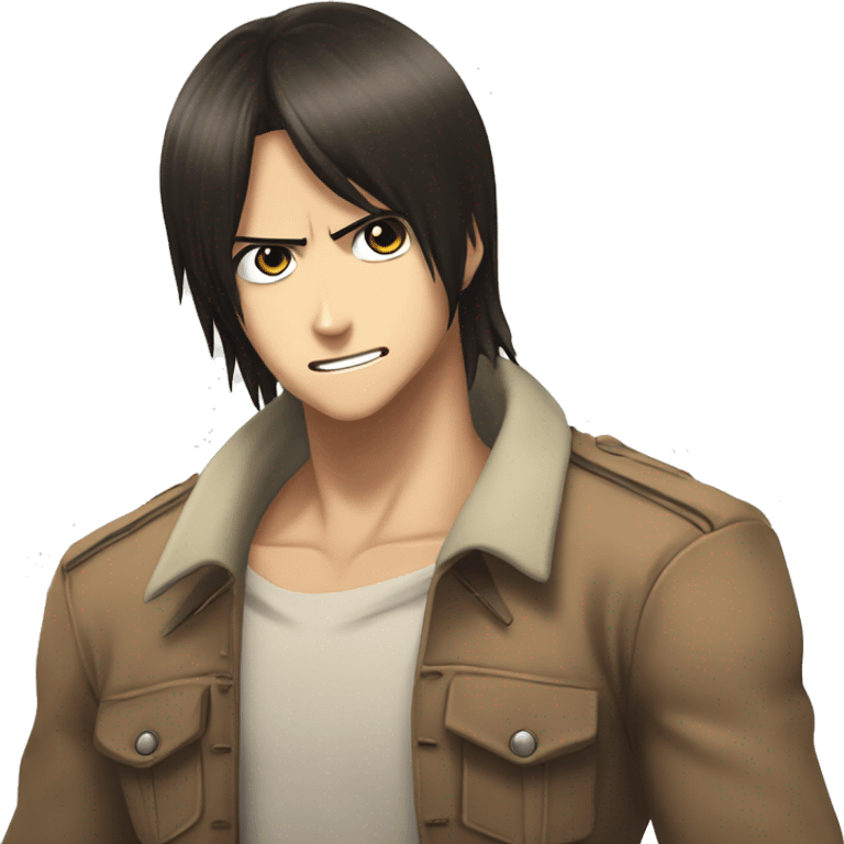 Eren Yeager with long hair from Attack on Titan emoji