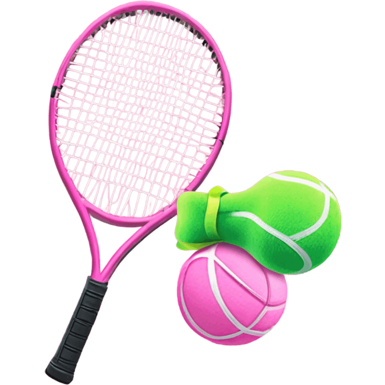 Pink ball pink gym ruban and pink tennis racket emoji