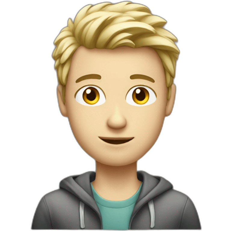 A cool white boy on a computer emoji