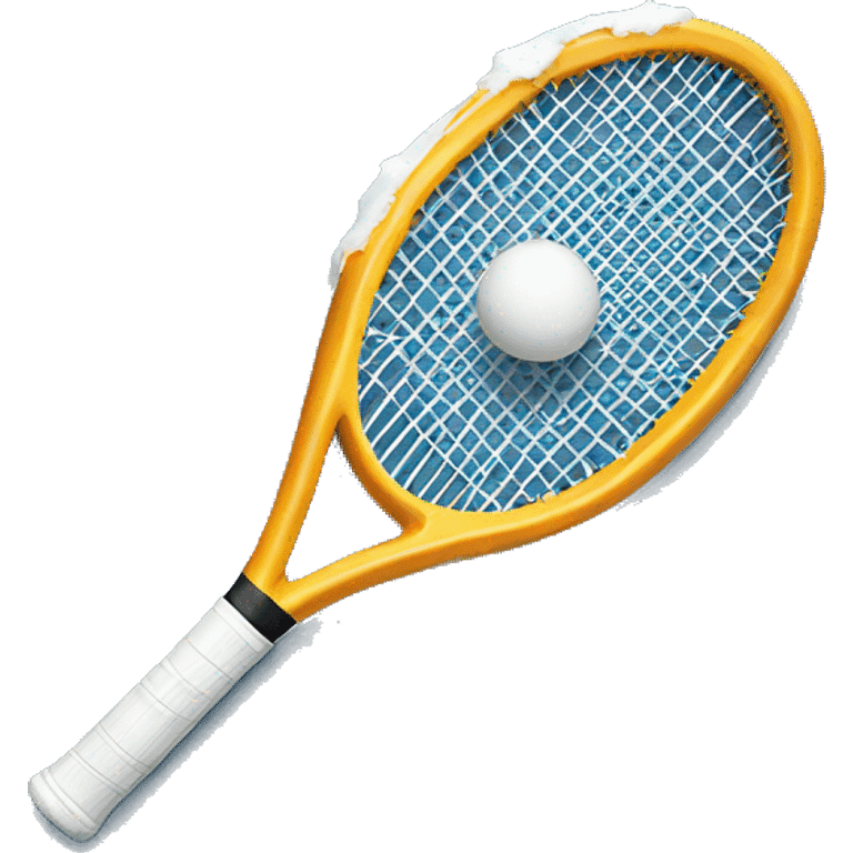 Tennis racket with a snow ball emoji