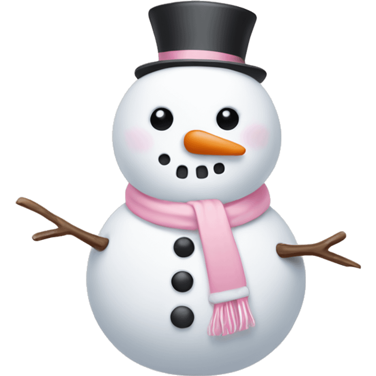 Cute white and light pink snowman emoji