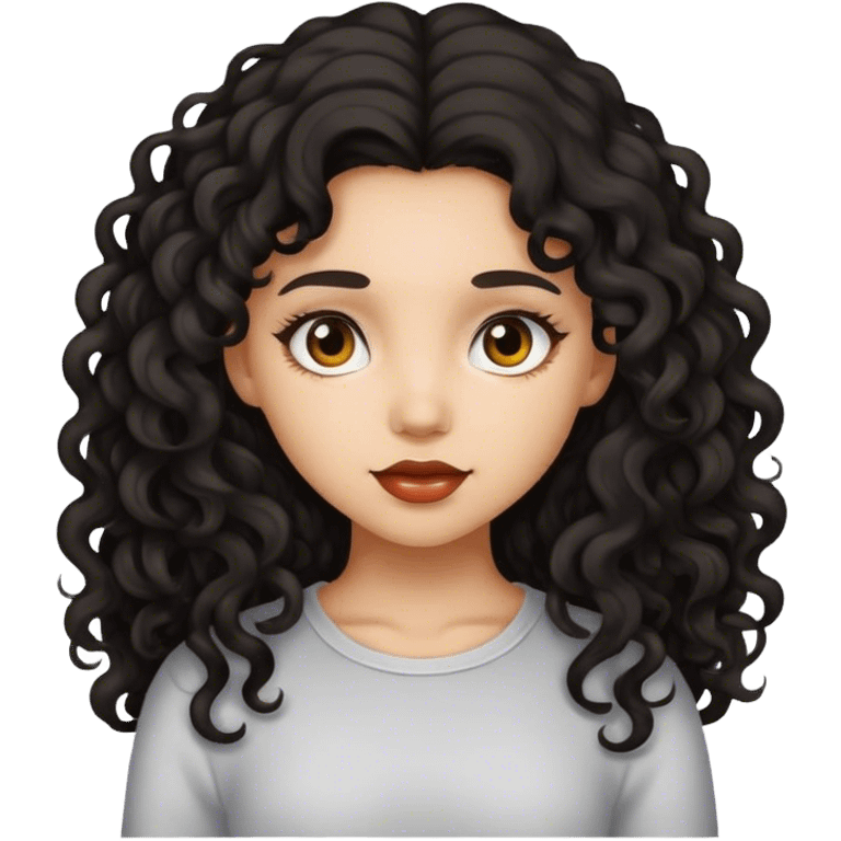 Girl with dark long curly hair emoji