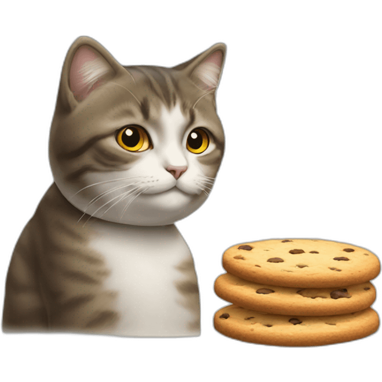 Un chat entrain de manger un cookie emoji