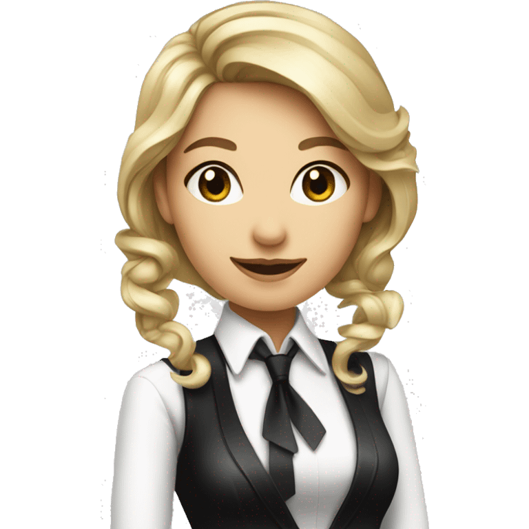 Female croupier in white shirt and black tie emoji