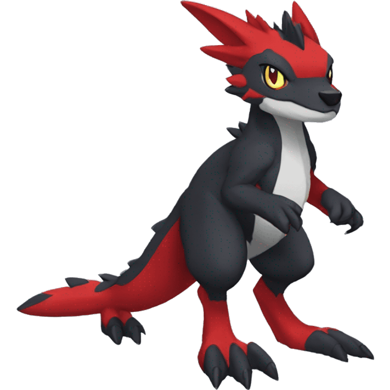 Anthro Cute cool black red nargacuga sergal animal hybrid Fakemon full body emoji