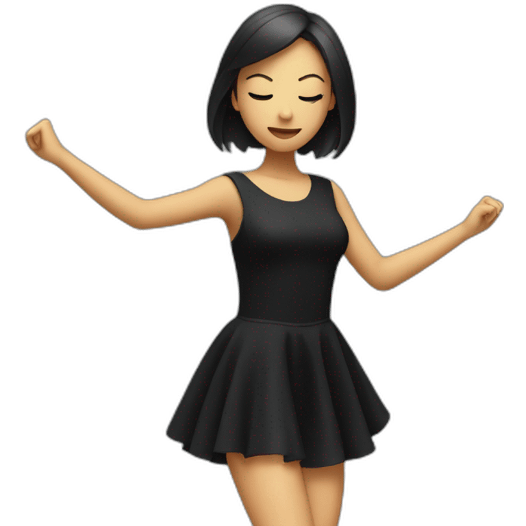 Girl dress in black dancing to techno music with the eyes closed emoji