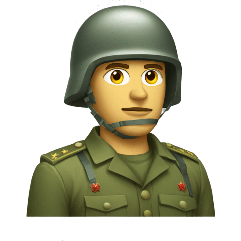 ussr soldier serious with military helmet emoji