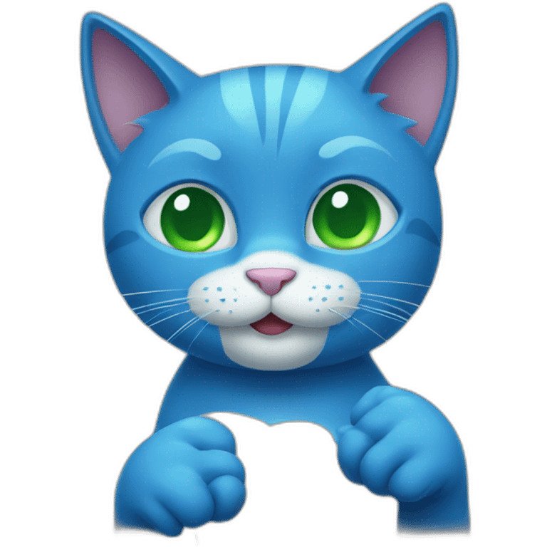 blue cat with green eyes thumbs up emoji