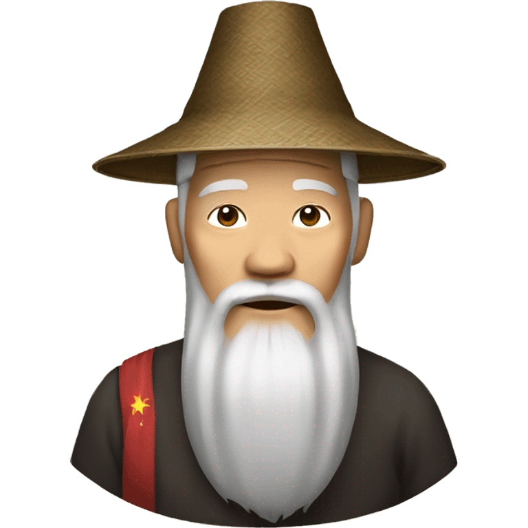 Old Chinese man with traditional Chinese hat with a beard emoji