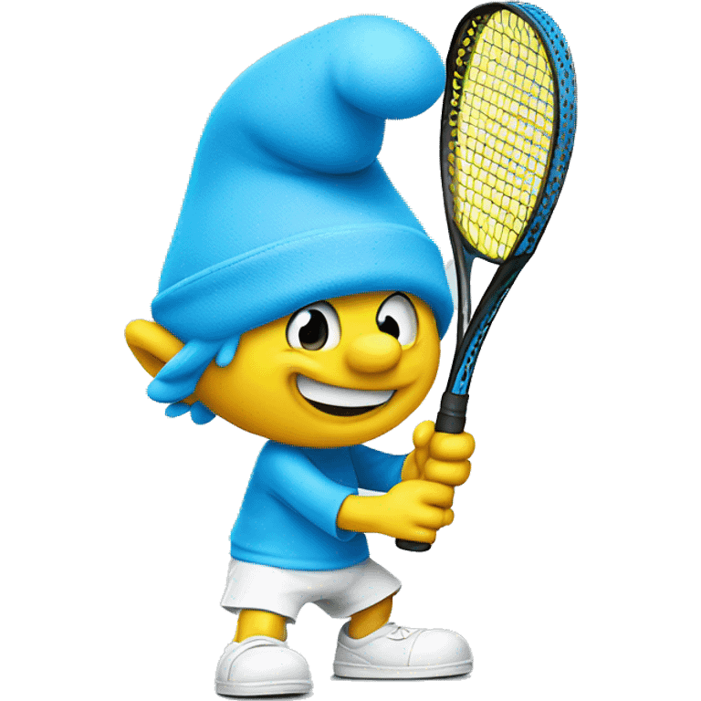 Smurf playing tennis with Smurf racket  emoji