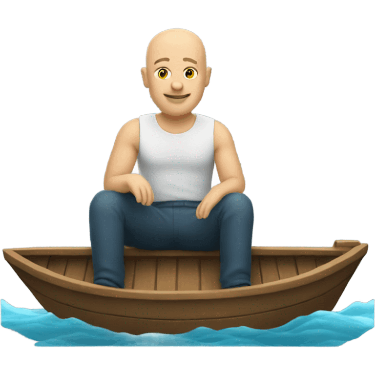 Bald man on a boat emoji