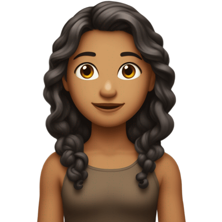 uma menia com cabelo longos pretos e bronzeada com um menino com cabelo baixo quase careca musculoso emoji