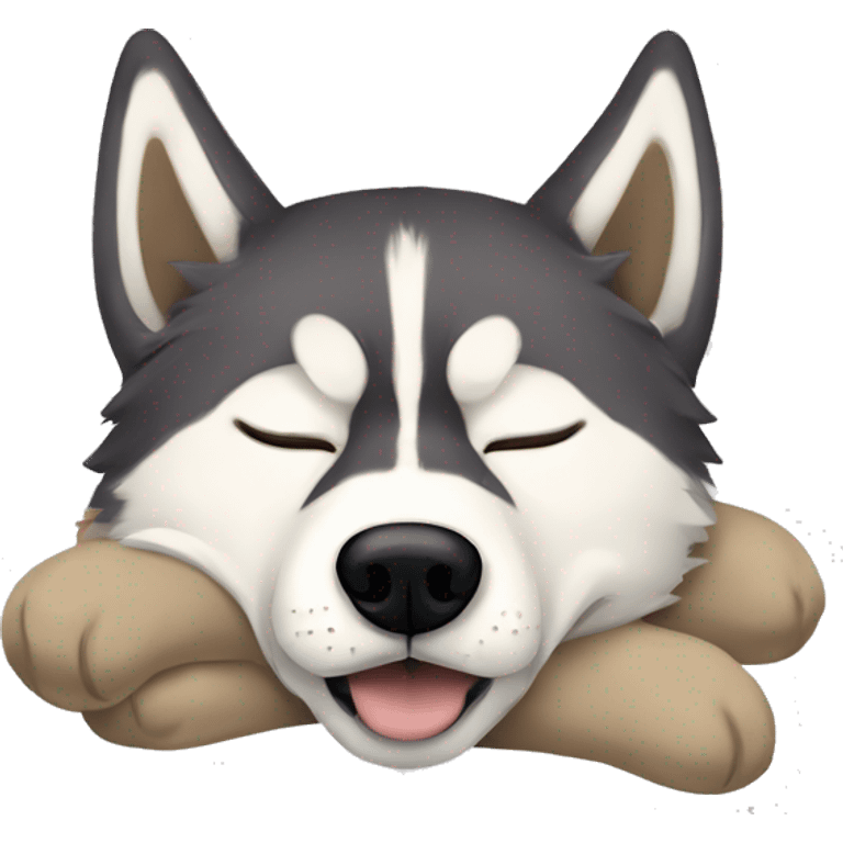 Siberian husky sleeping with husky mask and brownish fur emoji