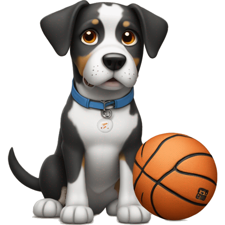 Dog  with a basketball  emoji