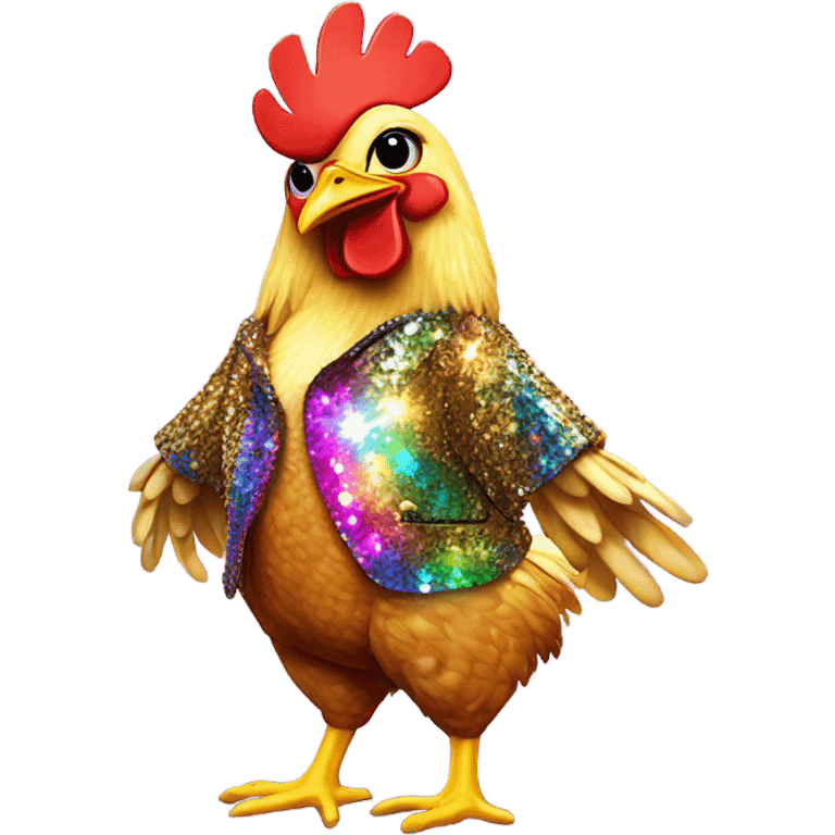 Disco chicken wearing jacket  emoji