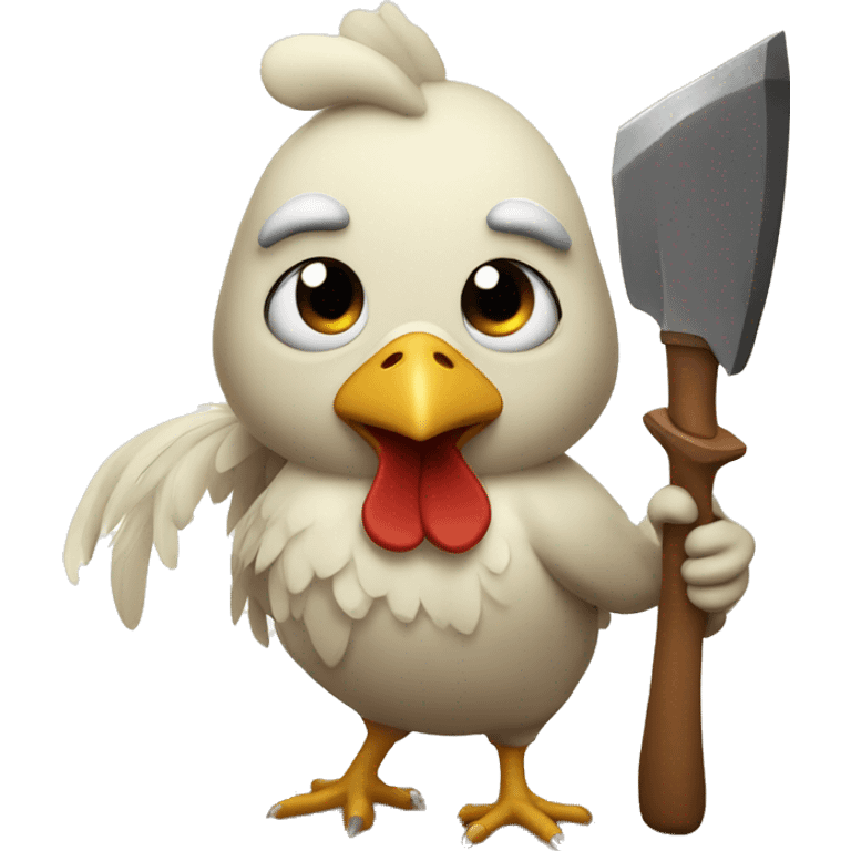 chicken with axe emoji