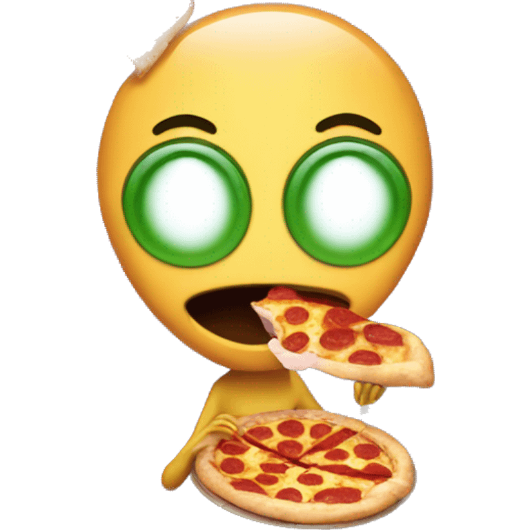 alien eating pepperoni pizza emoji