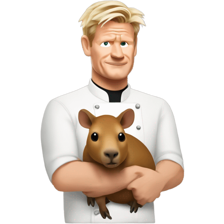 Gordon Ramsey holding capybara  emoji