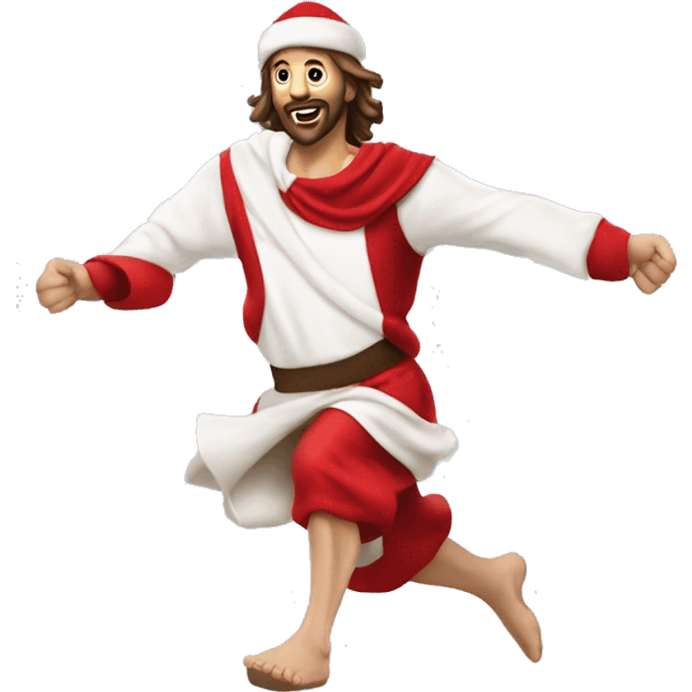 skipping sprint Jesus santa costume emoji